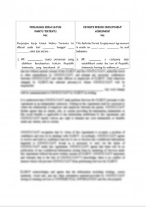 This Definite Period Employment Agreement -Template Indonesia