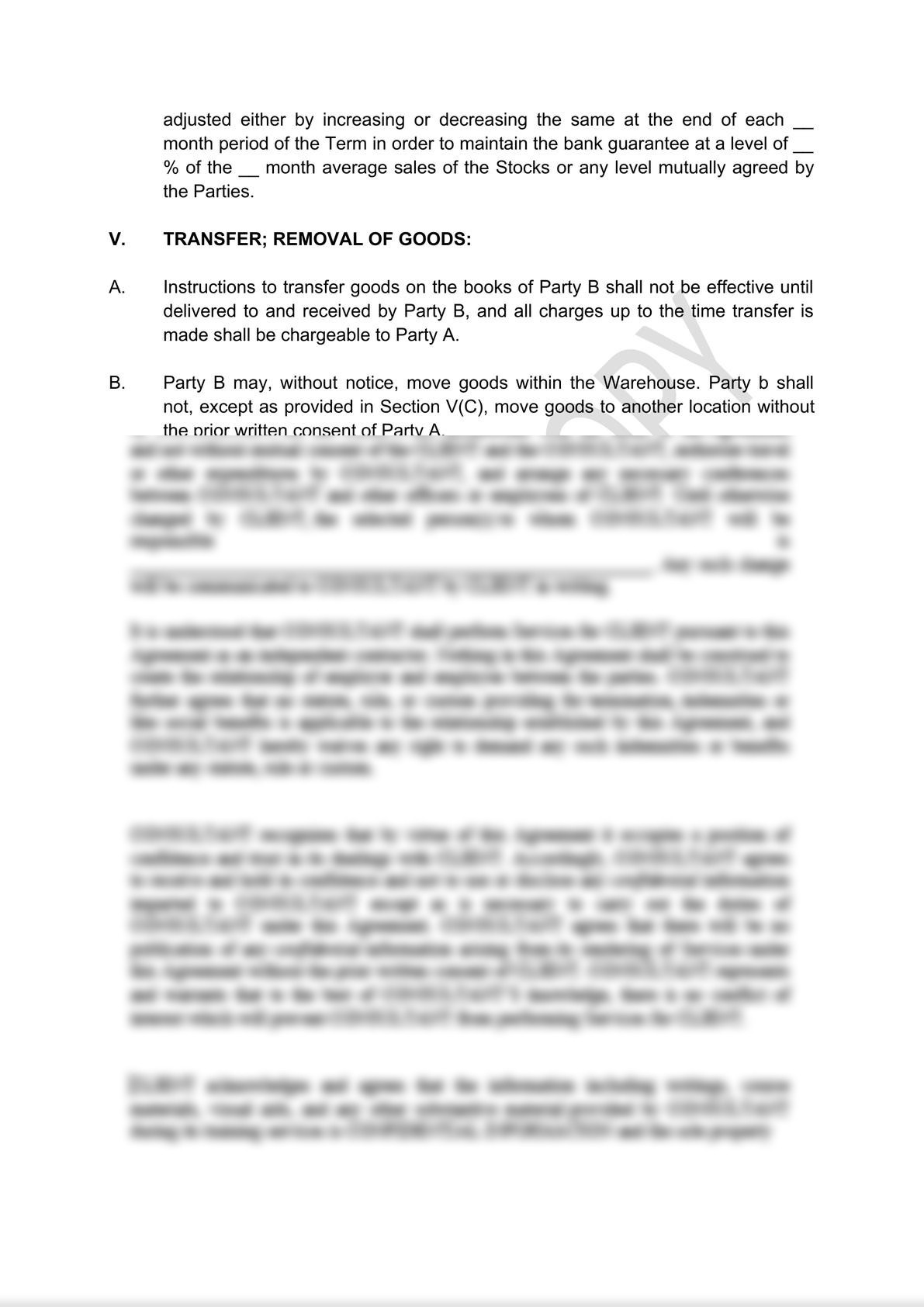 Master Warehouse Agreement Draft -2