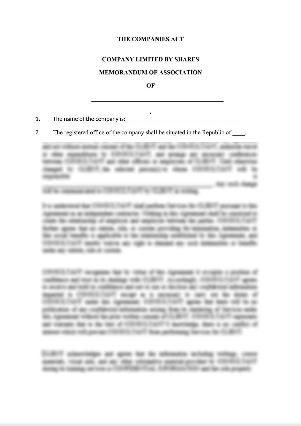 MEMORANDUM AND ARTICLES OF ASSOCIATION OF COMPANY LIMITED BY SHARES-1