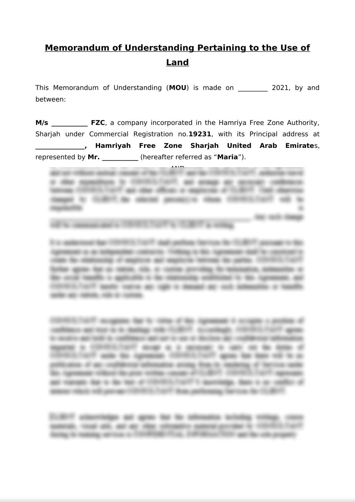 Memorandum of Understanding for the use of leased land-0