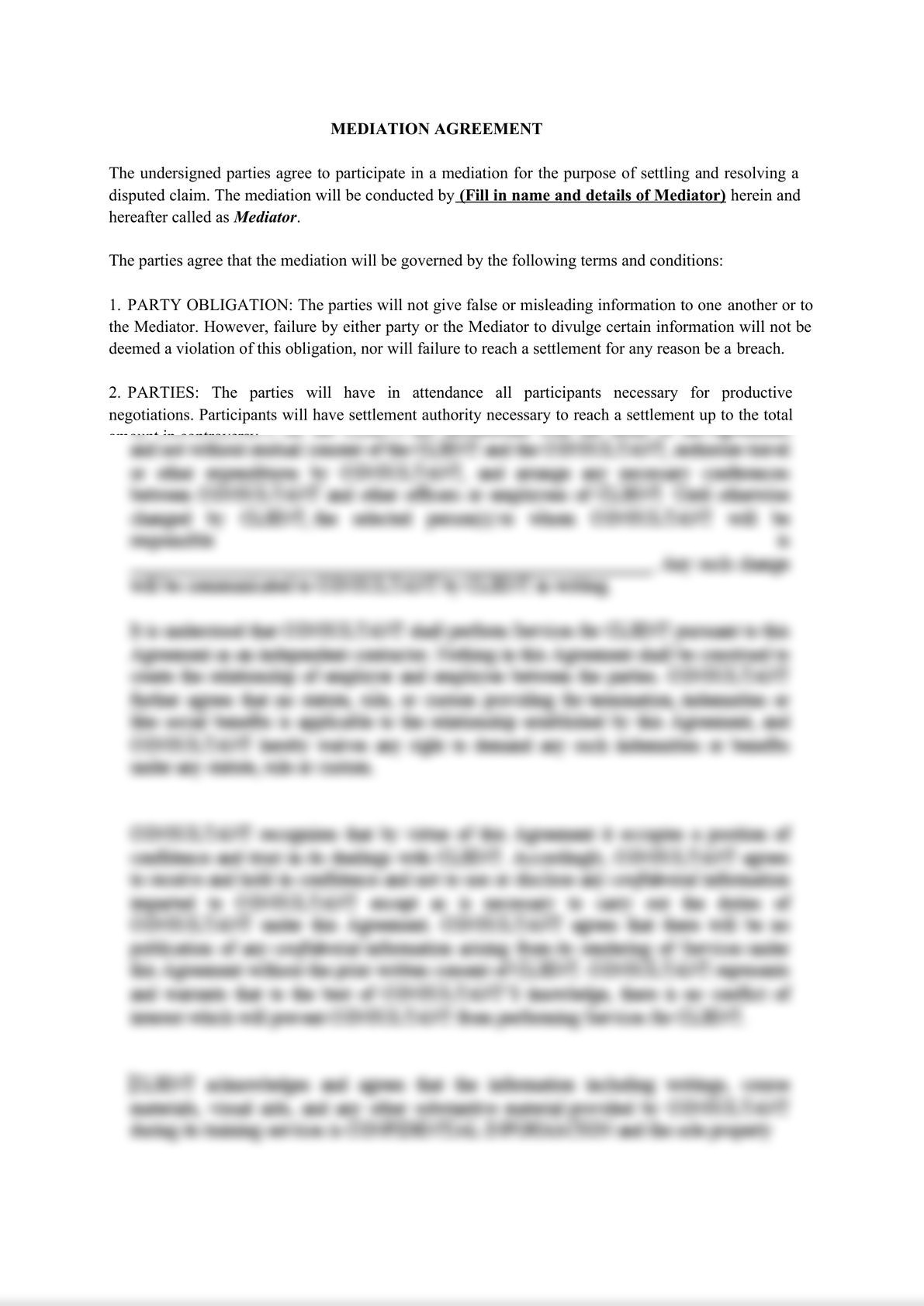 Mediation Agreement format-0