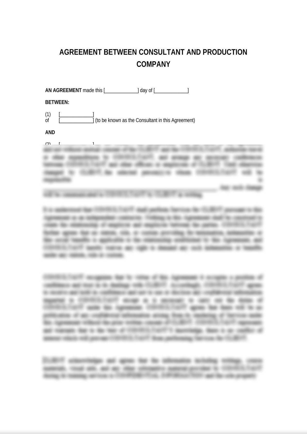 Agreement between a Consultant and a Production Company (Media Law)-0