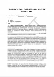 Agreement between a Professional Sportsperson and a Manager or Agent.