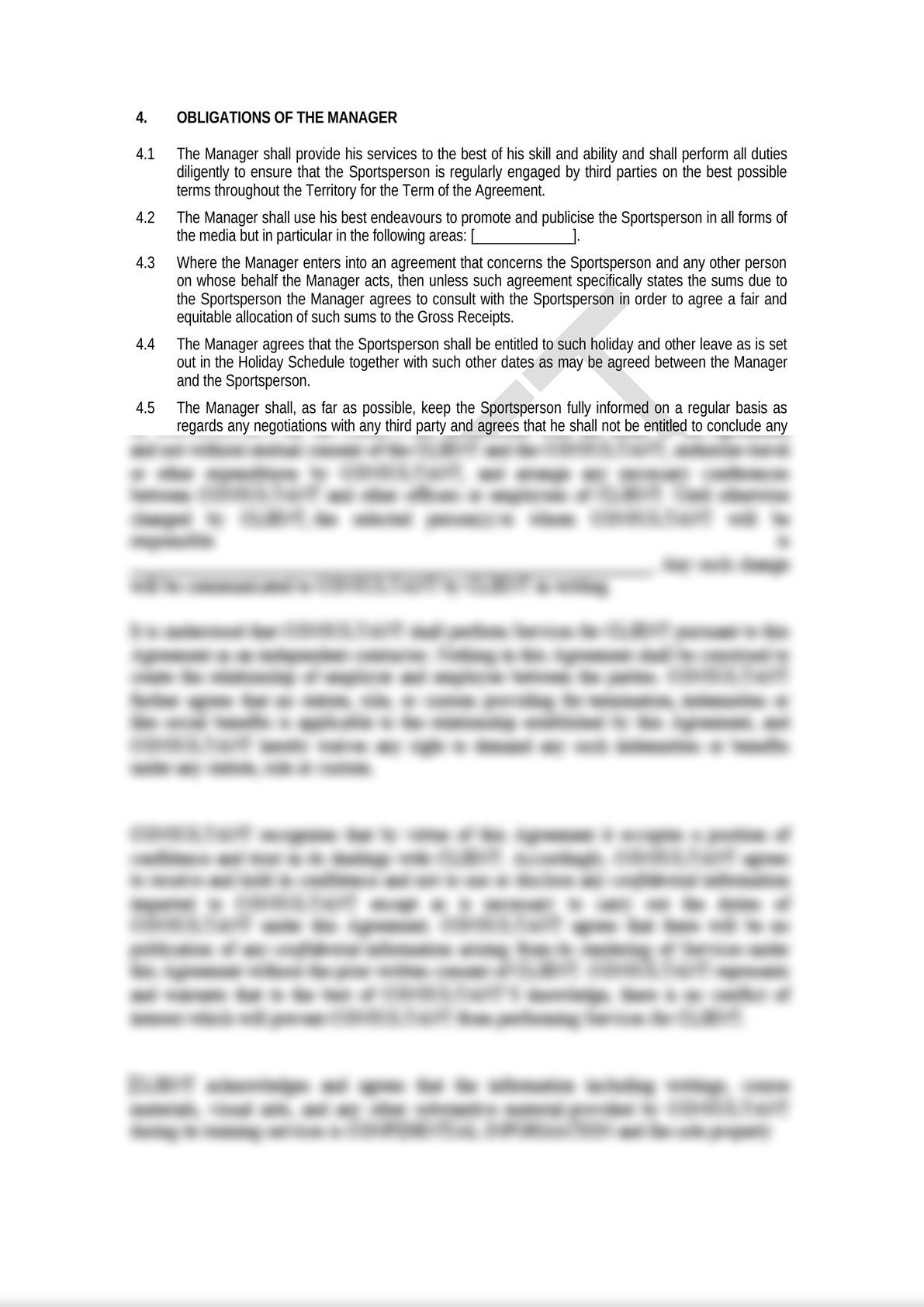 Agreement between a Professional Sportsperson and a Manager or Agent.-2