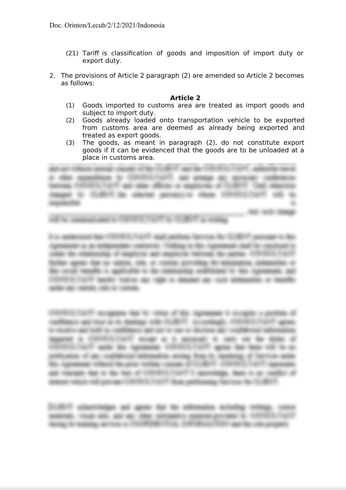 Indonesia Law 17 of 2006 Regarding Amendment to Law 10/1995 on Customs-2
