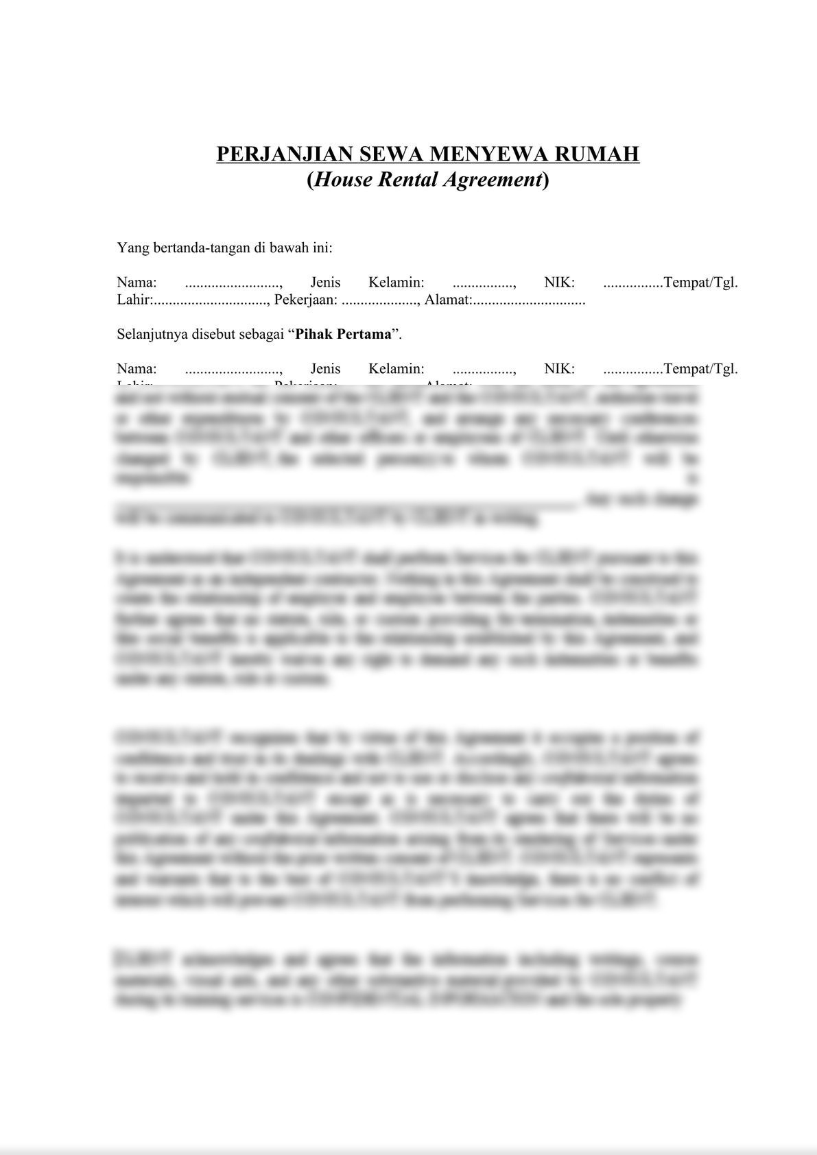 House Rental Agreement (Perjanjian Sewa Menyewa Rumah)-0