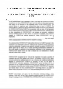 RENTAL AGREEMENT  FOR THE COMPANY AND BUSINESS UNITS / CONTRATTO DI AFFITTO DI AZIENDA O DI UN RAMO DI ESSA