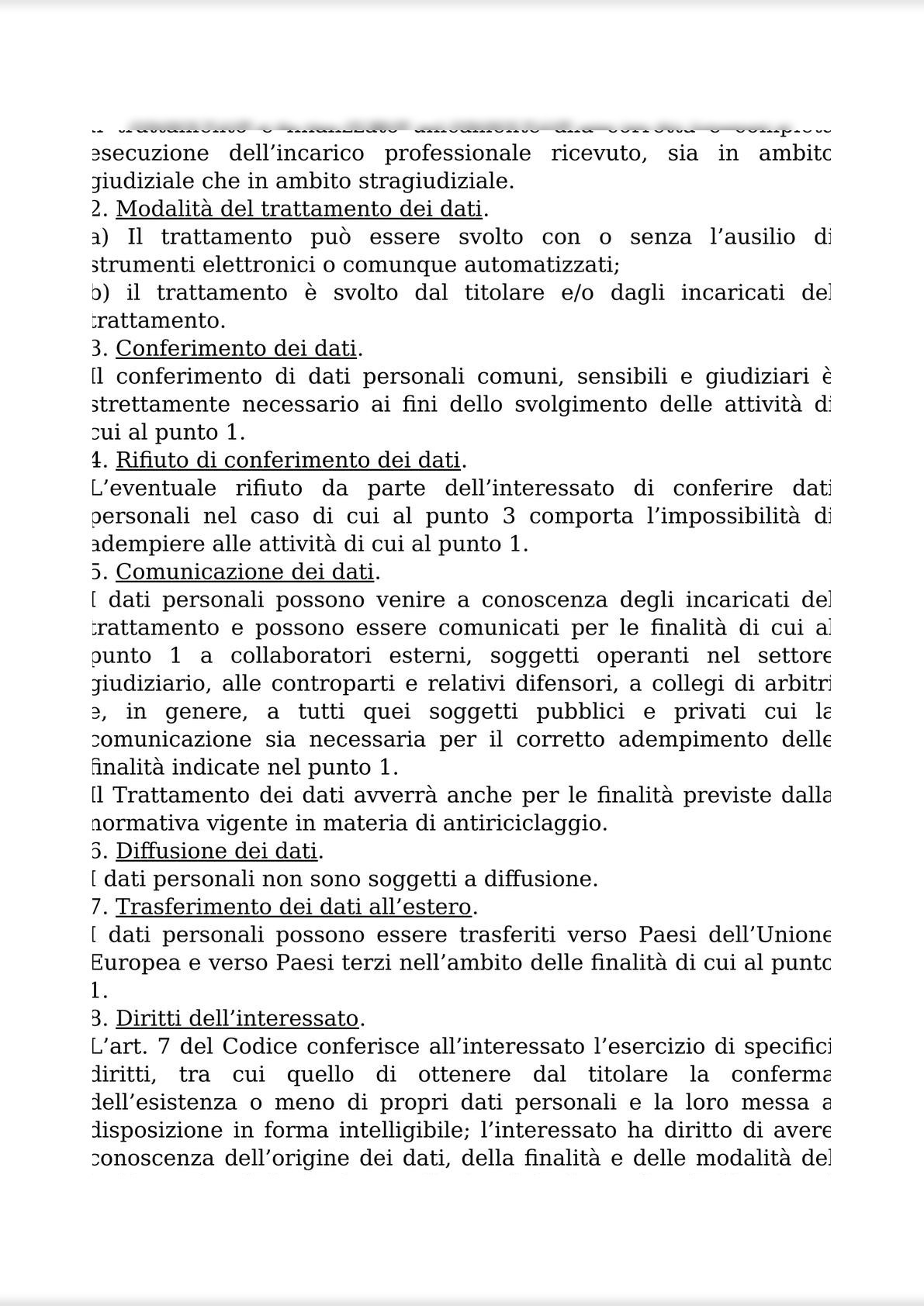 INTELLECTUAL WORK AGREEMENT FOR OUT-OF-COURT ACTIVITIES AND ATTACHMENTS 1 (PRIVACY); 2 (ANTI-MONEY LAUNDERING); AND 3 FEE QUOTE / CONTRATTO D’OPERA INTELLETTUALE STRAGIUDIZIALE-7