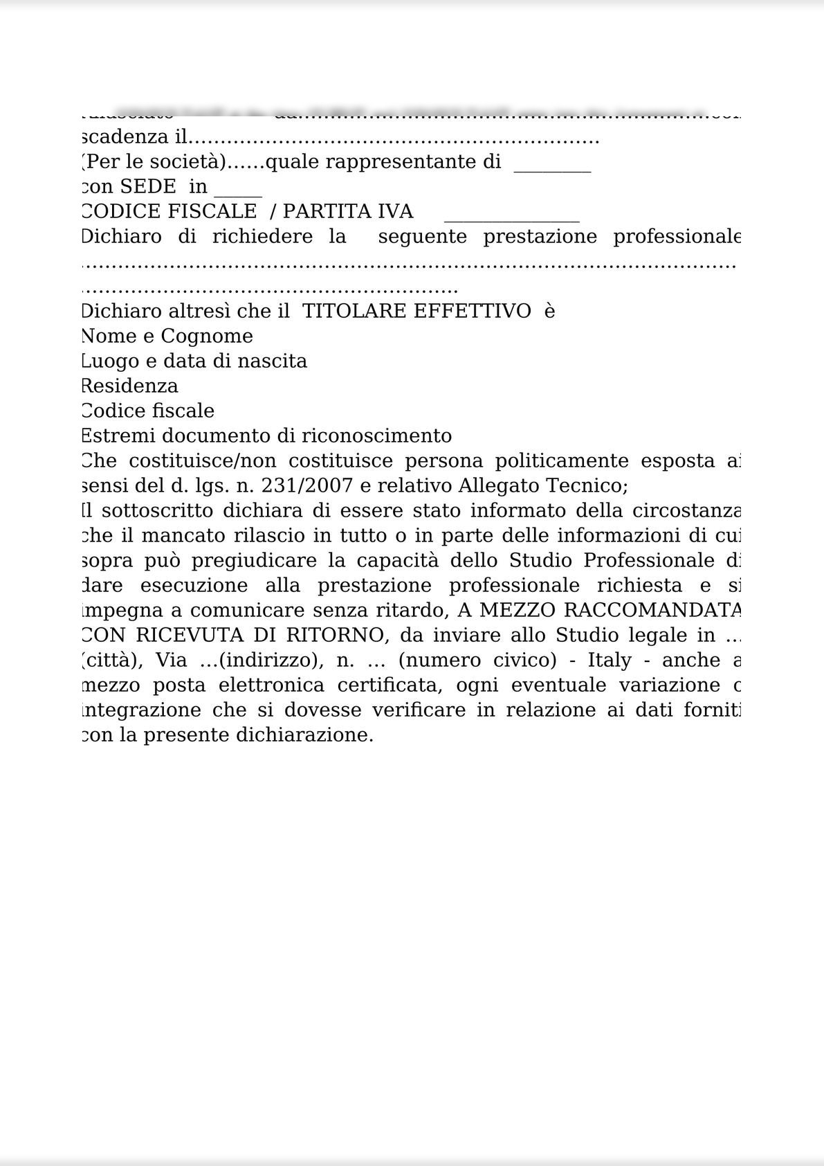INTELLECTUAL WORK AGREEMENT FOR OUT-OF-COURT ACTIVITIES AND ATTACHMENTS 1 (PRIVACY); 2 (ANTI-MONEY LAUNDERING); AND 3 FEE QUOTE / CONTRATTO D’OPERA INTELLETTUALE STRAGIUDIZIALE-10