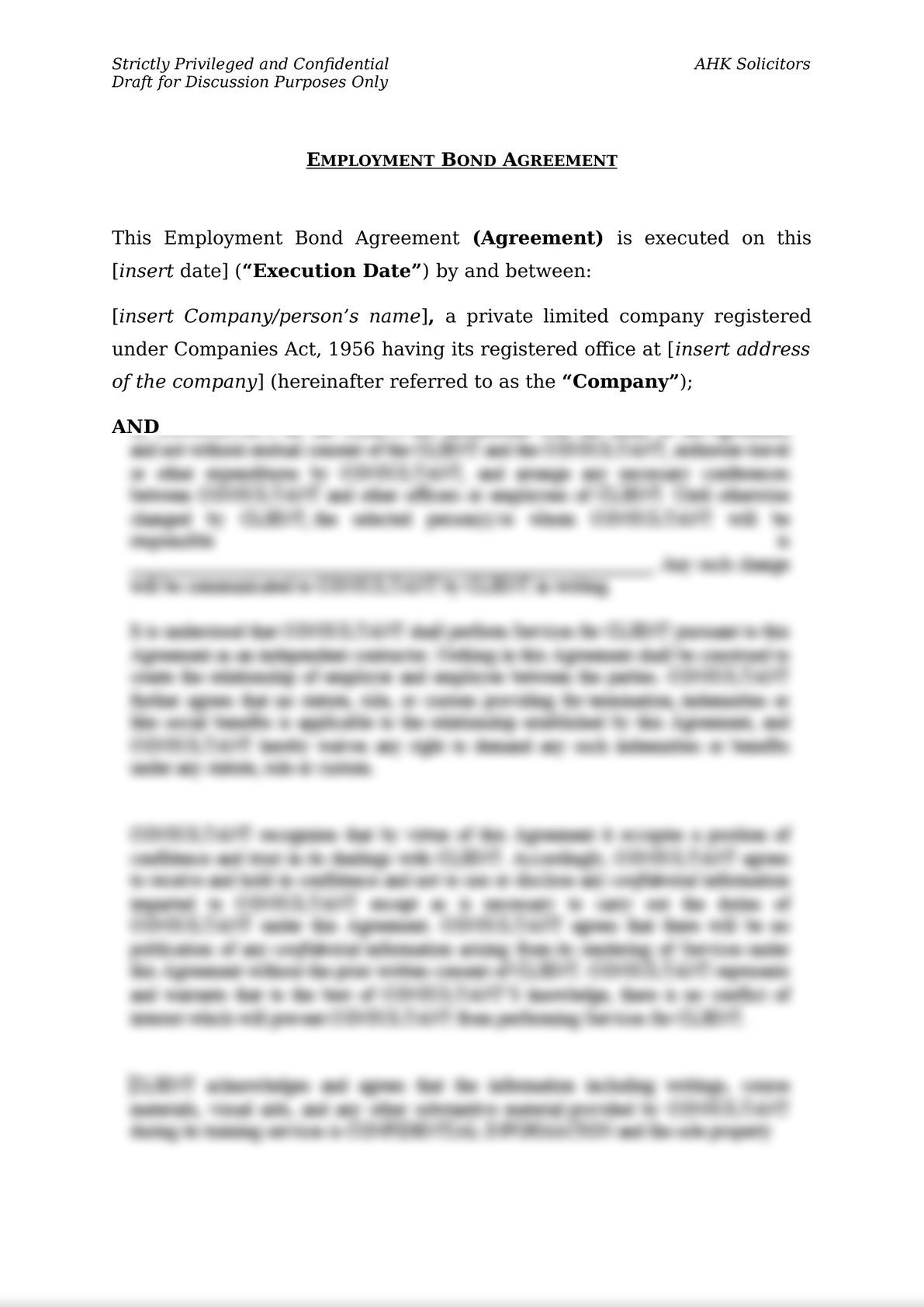 Employment Bond/Employment Bond Agreement-0