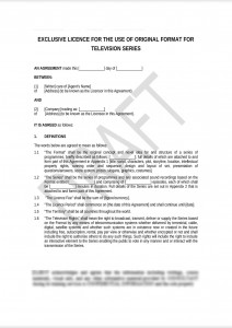 Exclusive License For the Use of Original Format For Televisions Series (Media Contract)