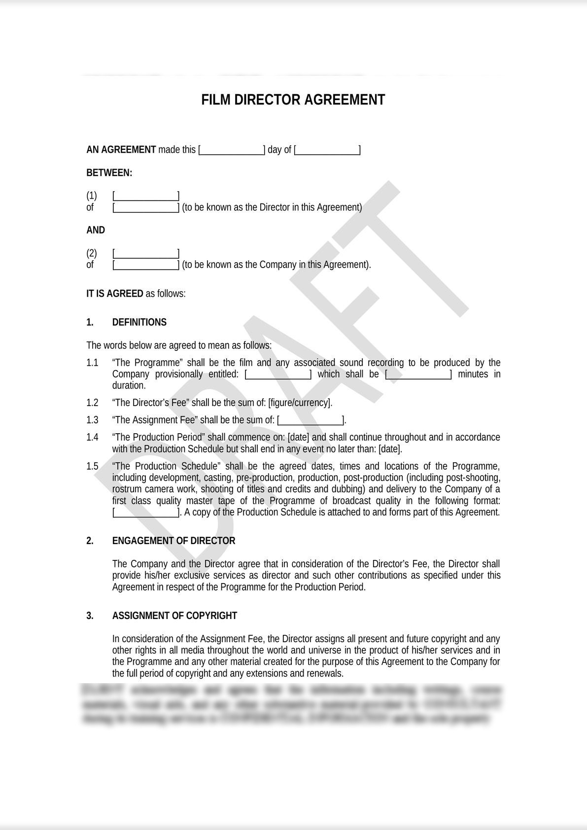 Film Director Agreement (Media Contract)-0