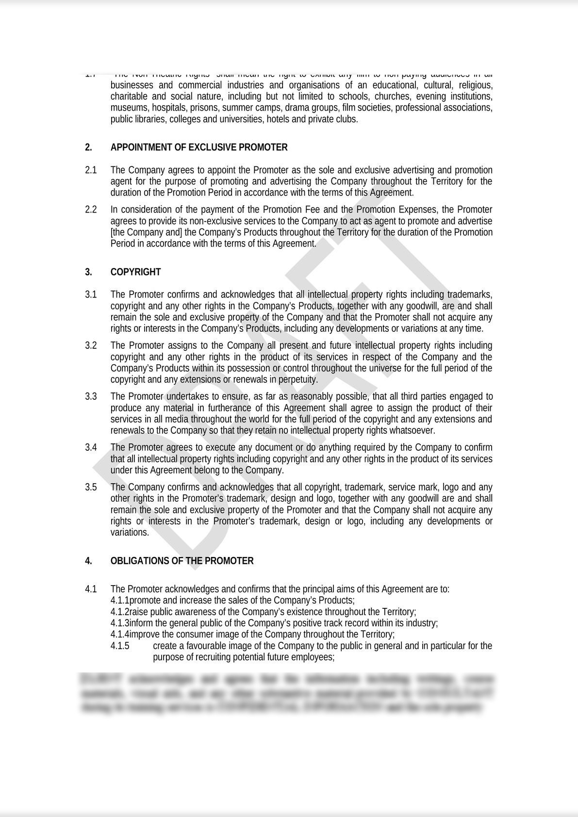 General Advertising & Promotion Agreement (Media Law)-0