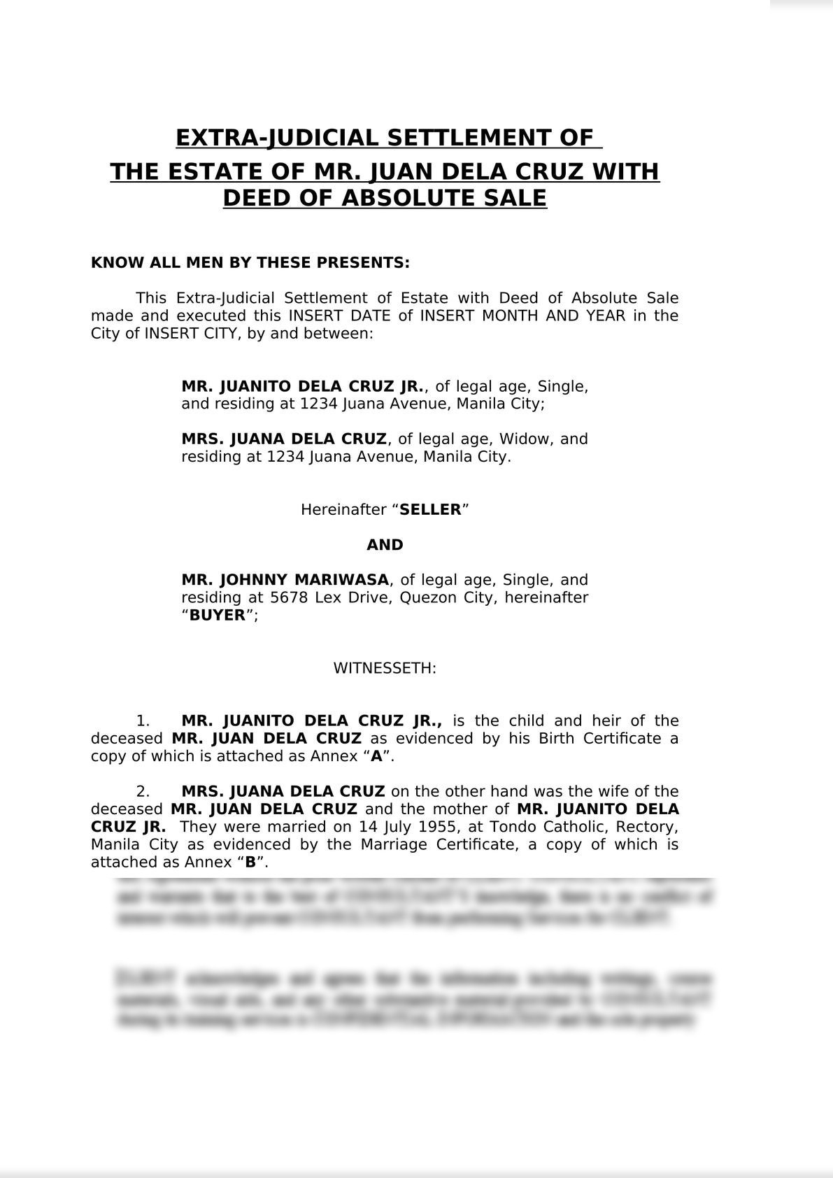 Lexub Extrajudicial Settlement of Estate with Deed of Absolute Sale