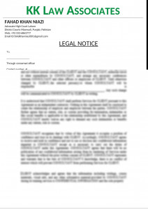Legal notice to Company for Enhancment of compensation amount for acquired land