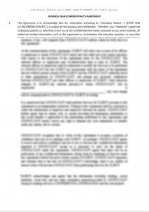 Confidentiality Agreement for Business Plan Sample