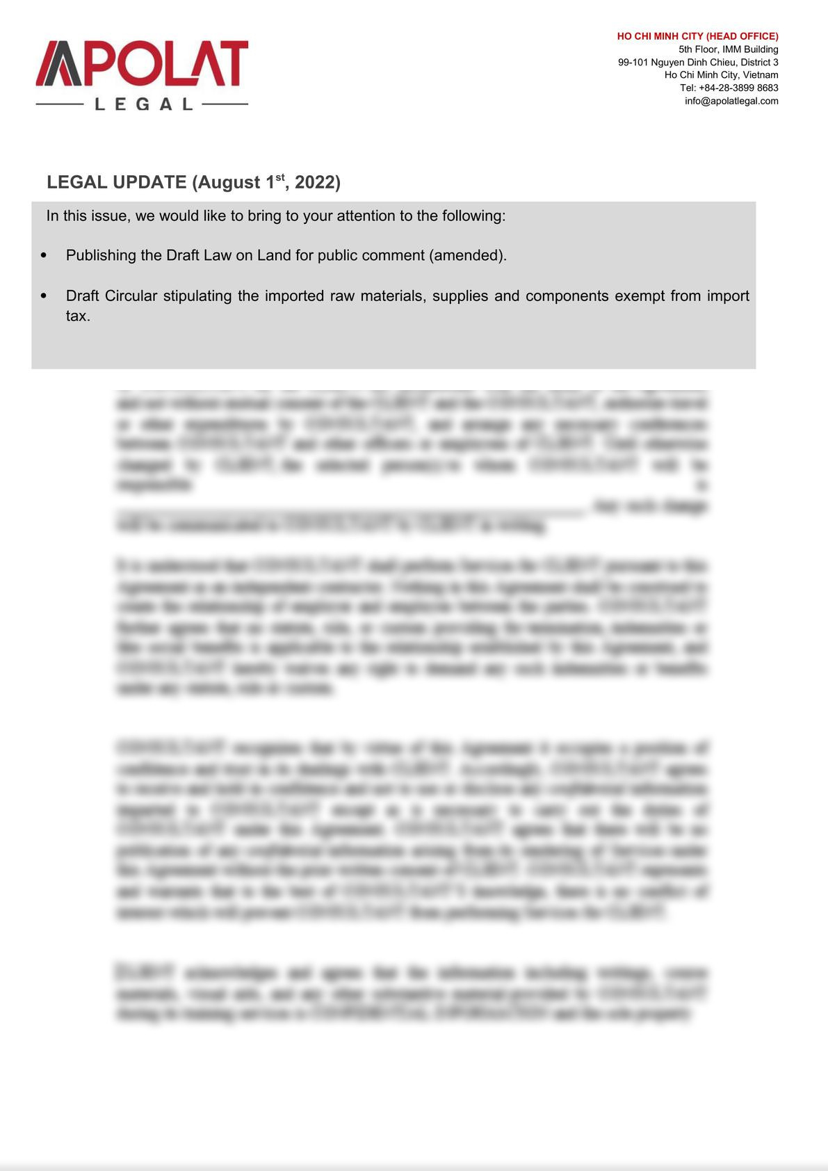 Legal update: Publishing the Draft Law on Land for public comment (amended) -0