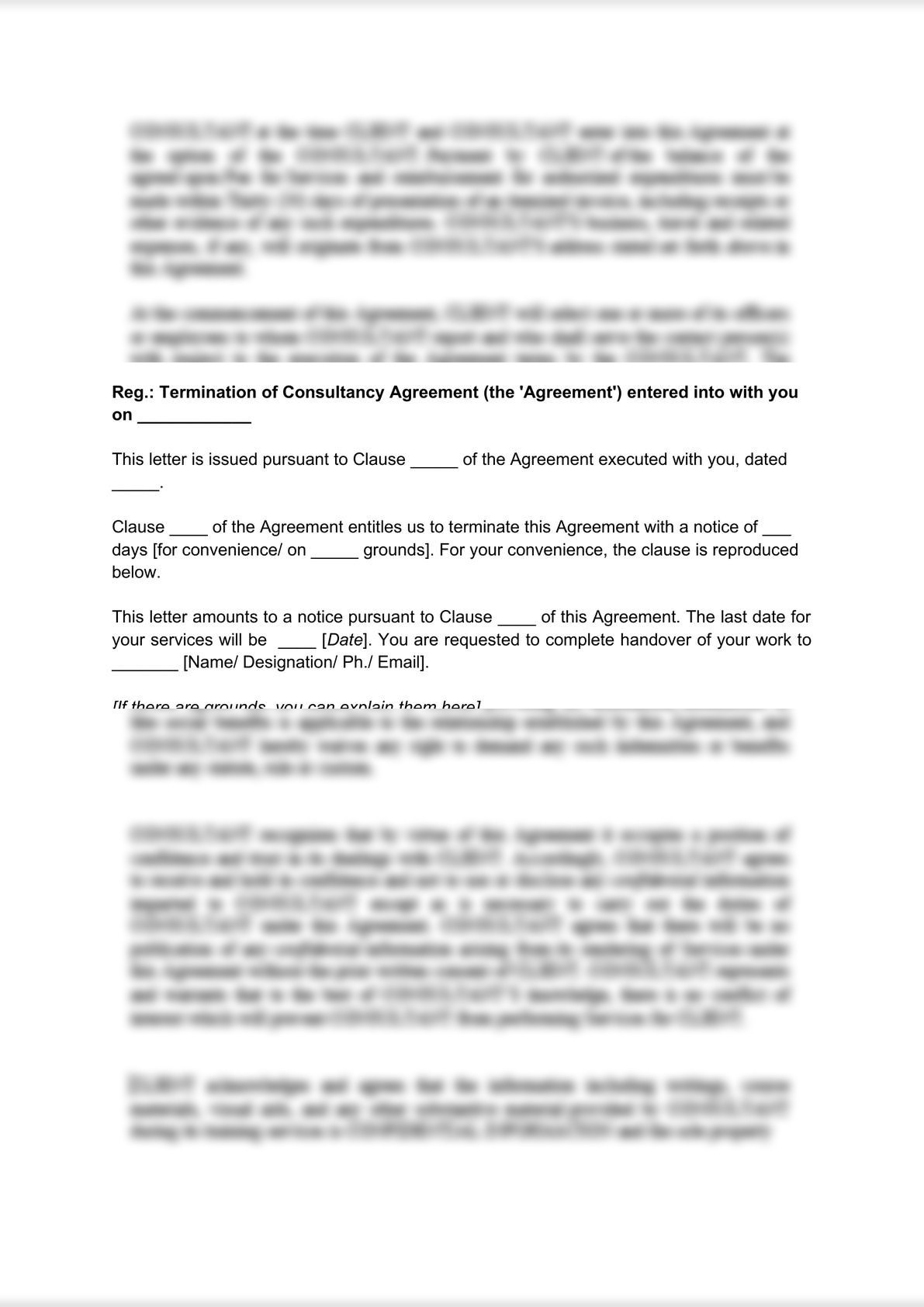 Termination of Consultancy Agreement -1