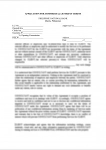 APPLICATION FOR COMMERCIAL LETTER OF CREDIT