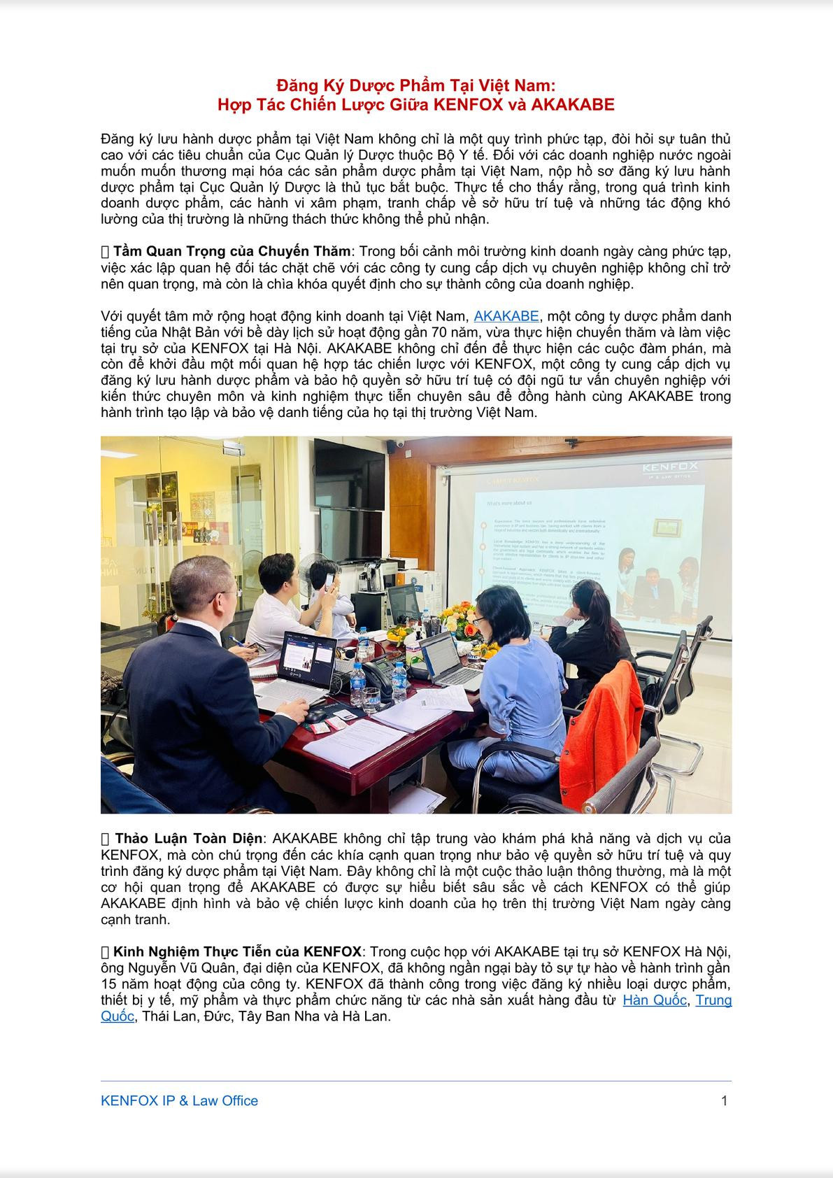 Đăng Ký Dược Phẩm Tại Việt Nam: Hợp Tác Chiến Lược Giữa KENFOX và AKAKABE-0