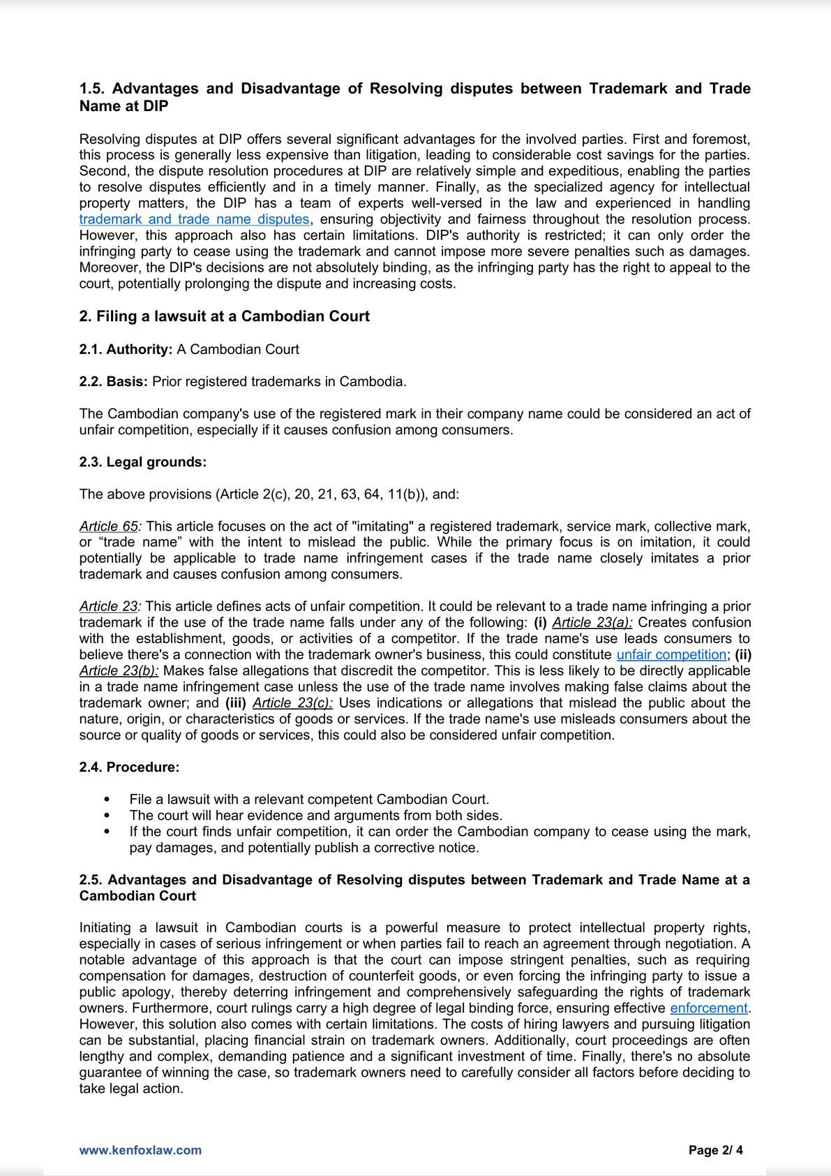 Trademark Disputes with Trade Names: How to Resolve in Cambodia?-1