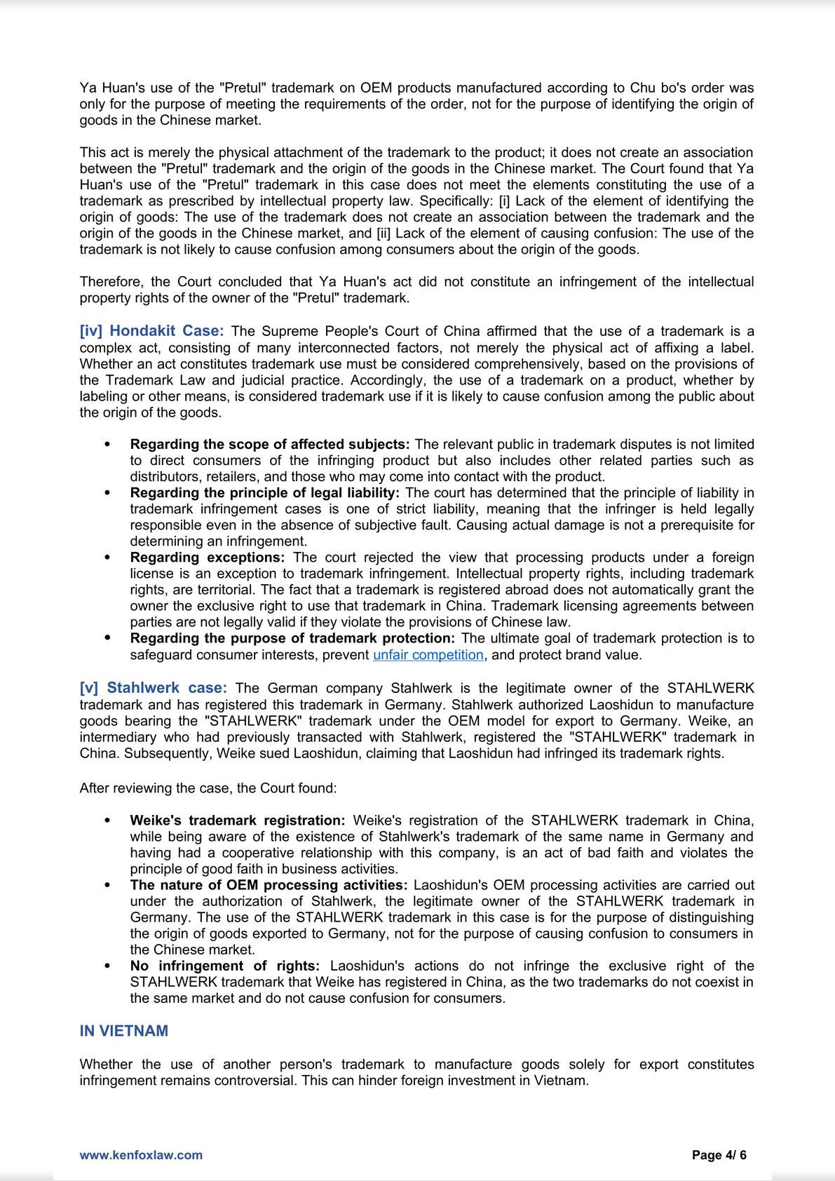 Manufacturing for Export Only: Does it Constitute Trademark Infringement? - Rulings from China and Practices in Vietnam-3