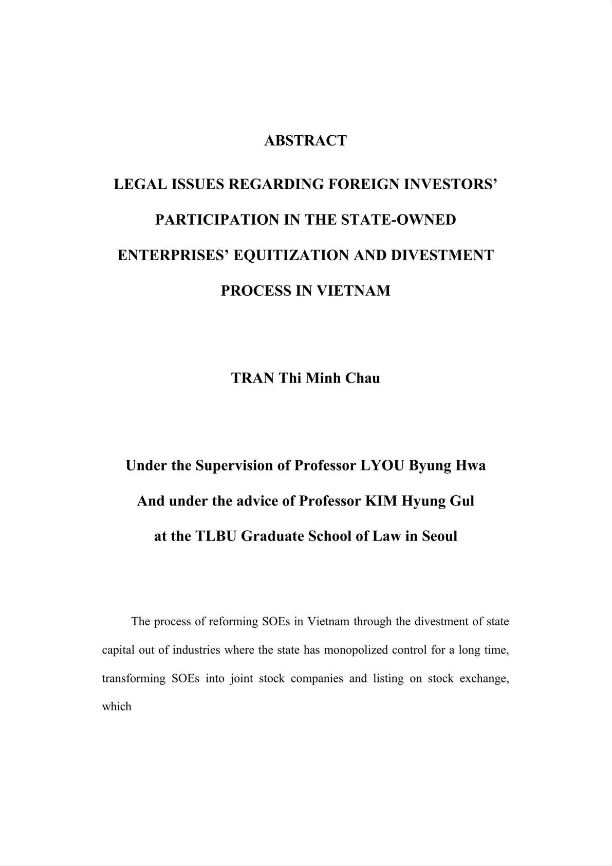  LEGAL ISSUES REGARDING FOREIGN INVESTORS’ PARTICIPATION IN THE STATE-OWNED ENTERPRISES’ EQUITIZATION AND DIVESTMENT PROCESS IN VIETNAM-7