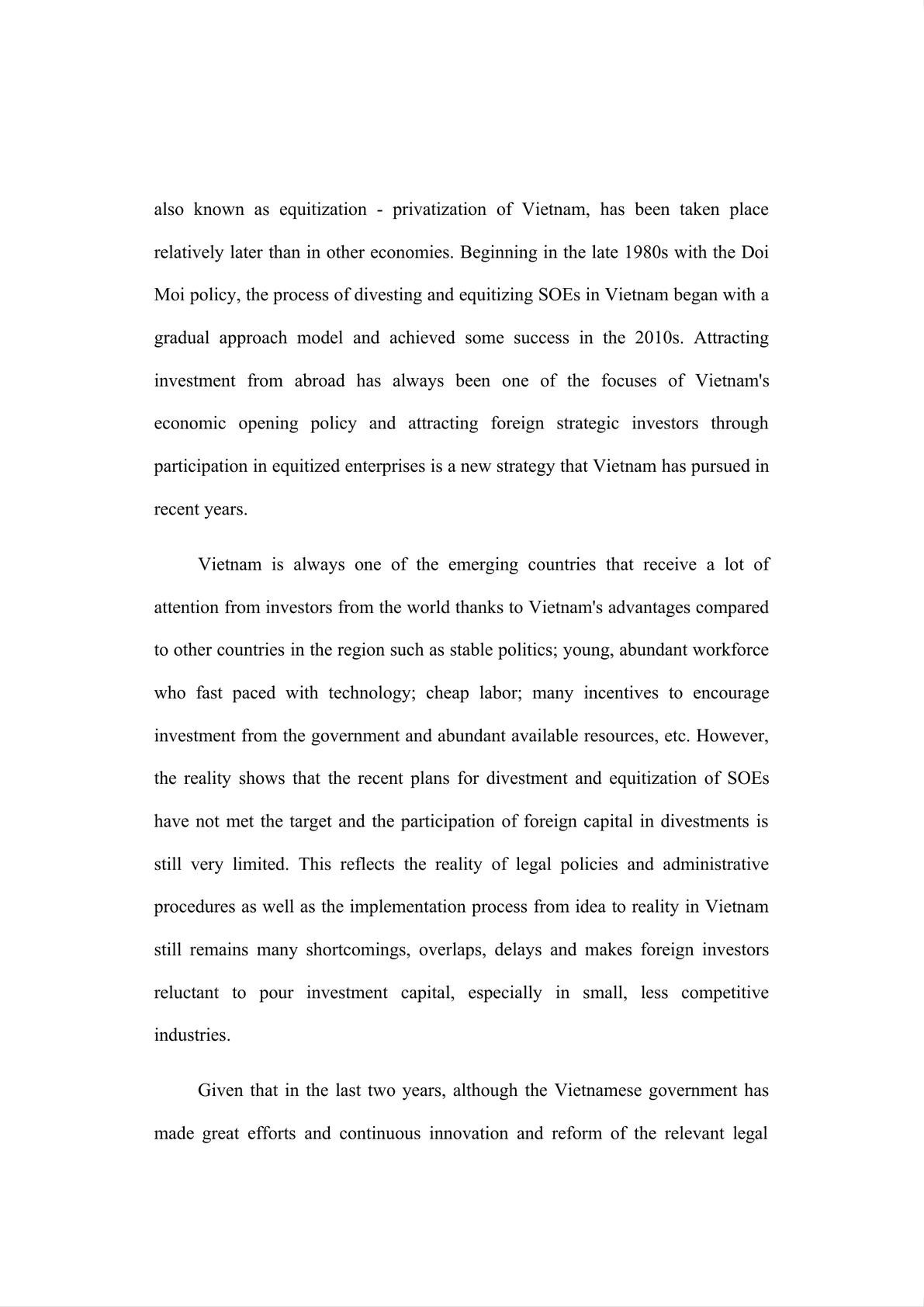  LEGAL ISSUES REGARDING FOREIGN INVESTORS’ PARTICIPATION IN THE STATE-OWNED ENTERPRISES’ EQUITIZATION AND DIVESTMENT PROCESS IN VIETNAM-8