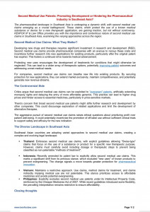 Second Medical Use Patents: Promoting Development or Hindering the Pharmaceutical Industry in Southeast Asia?