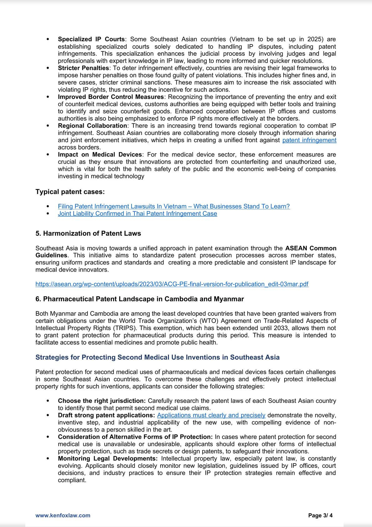 New Developments in Patent Examination and Enforcement in the Field of Medical Devices in Southeast Asia-2