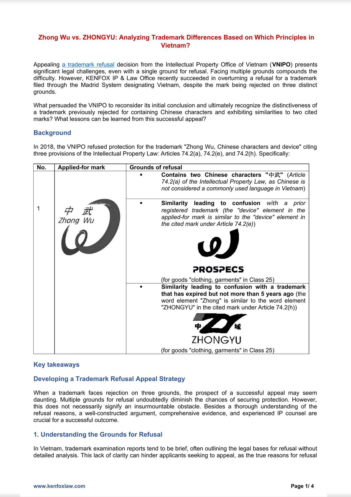 Zhong Wu vs. ZHONGYU: Analyzing Trademark Differences Based on Which Principles in Vietnam?-0