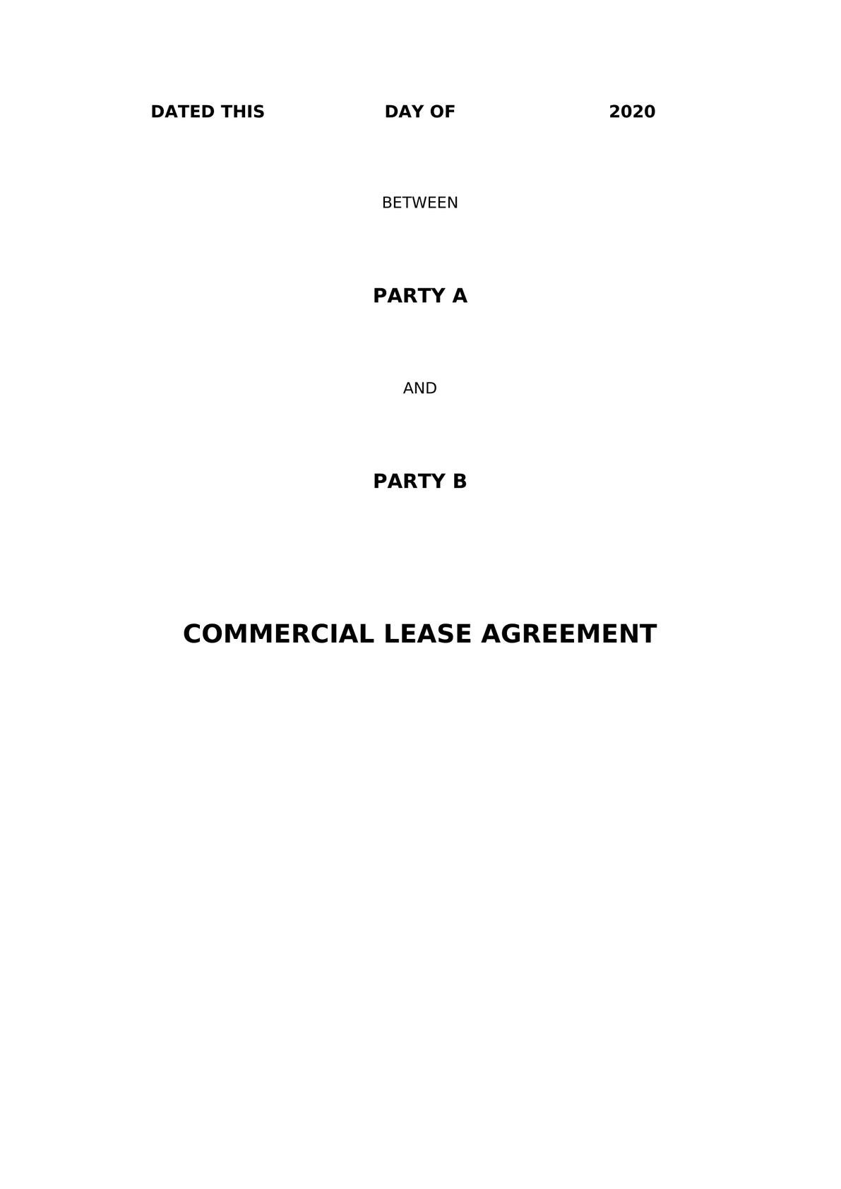 Commercial Lease Agreement for Lease of Hotel Building-0