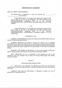 Memorandum of Agreement - Property Development